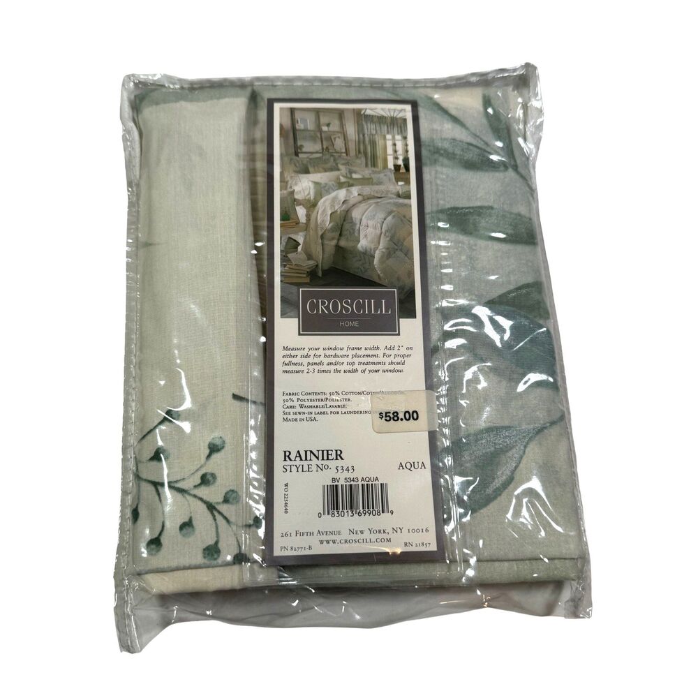 Croscill Home Valance Blouson (1) Rainier Vintage 15” X 94” Aqua Style No. 5343